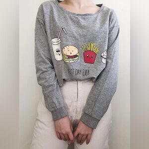 Divided H&M Womens cute Gray Graphic Long Sleeve Shirt